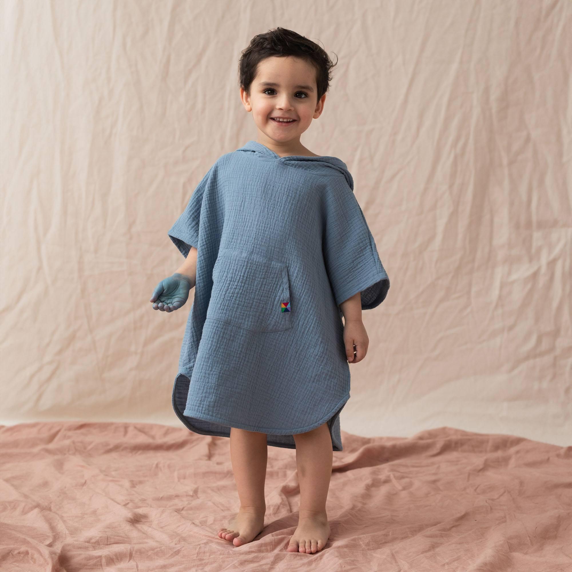 Sky blue muslin poncho