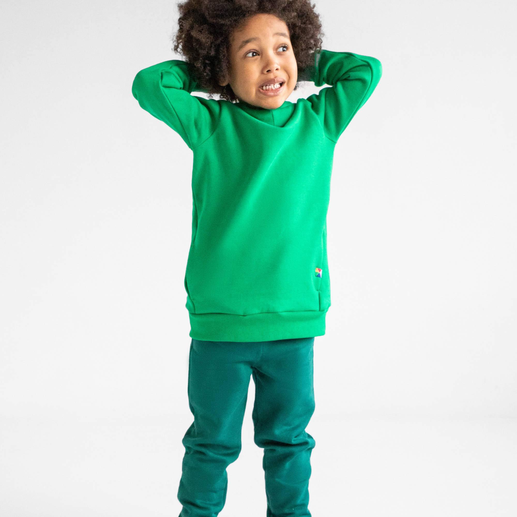 Bottle-green fleece-lined joggers kids