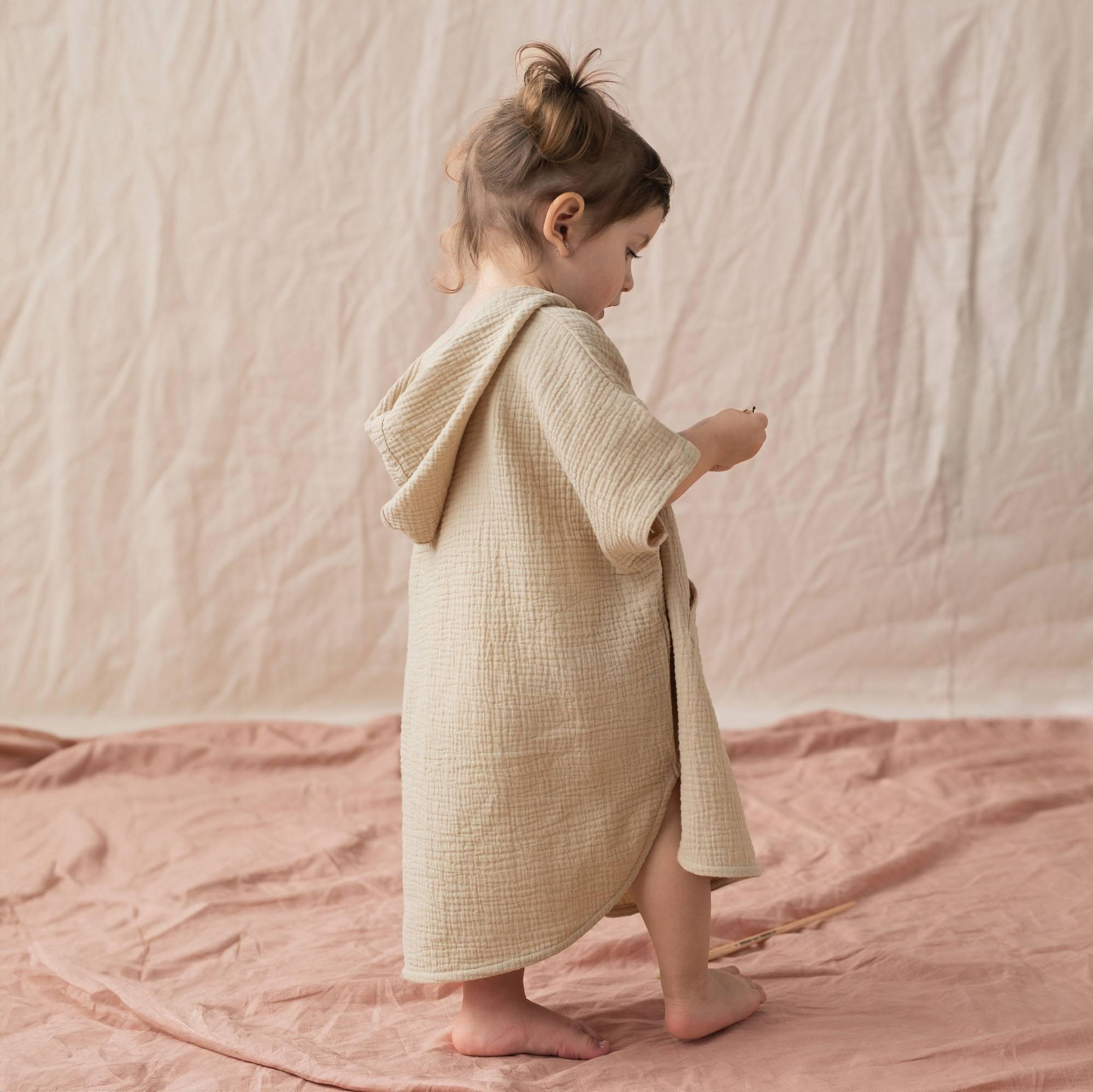 Beige muslin poncho