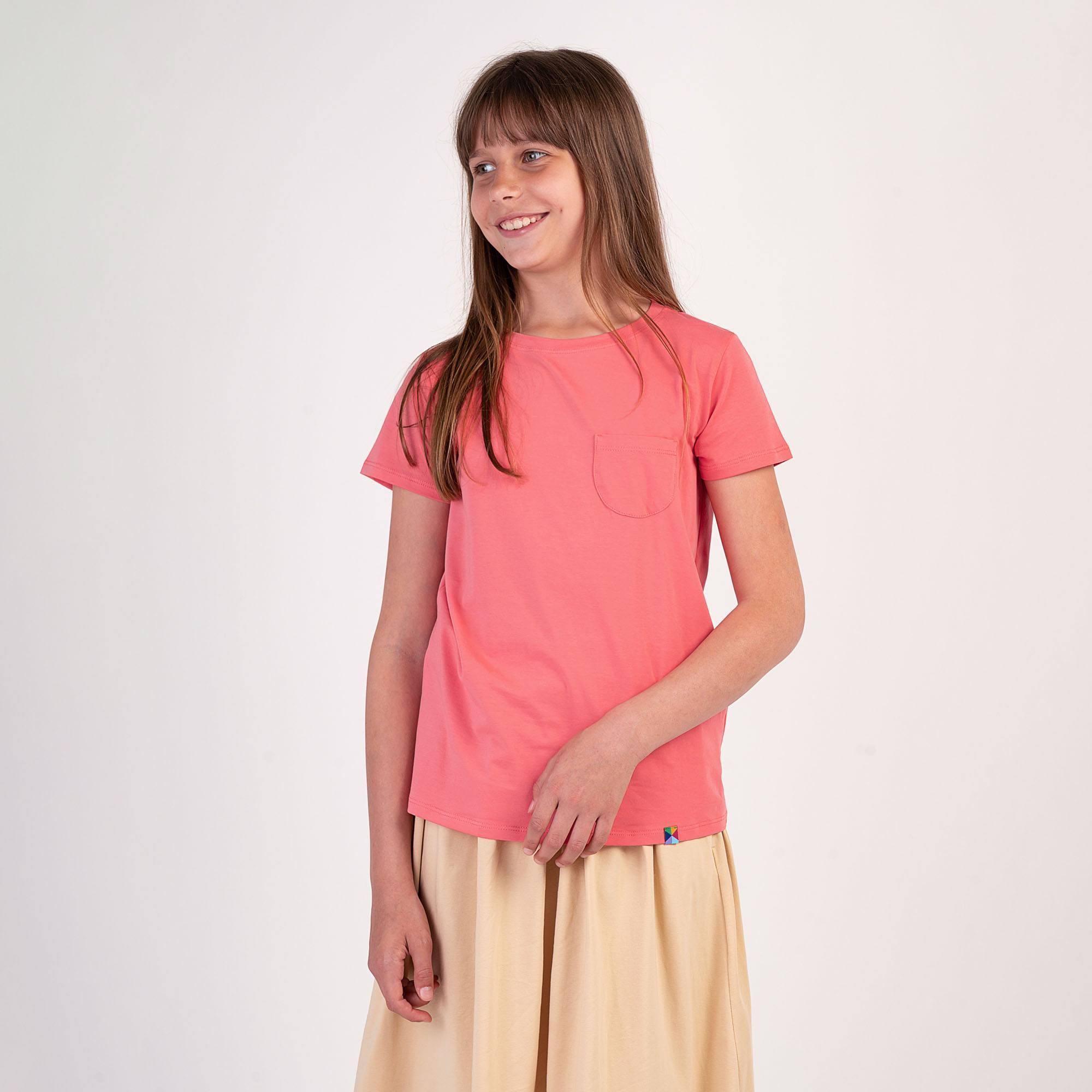 Coral T-shirt with a pocket Junior