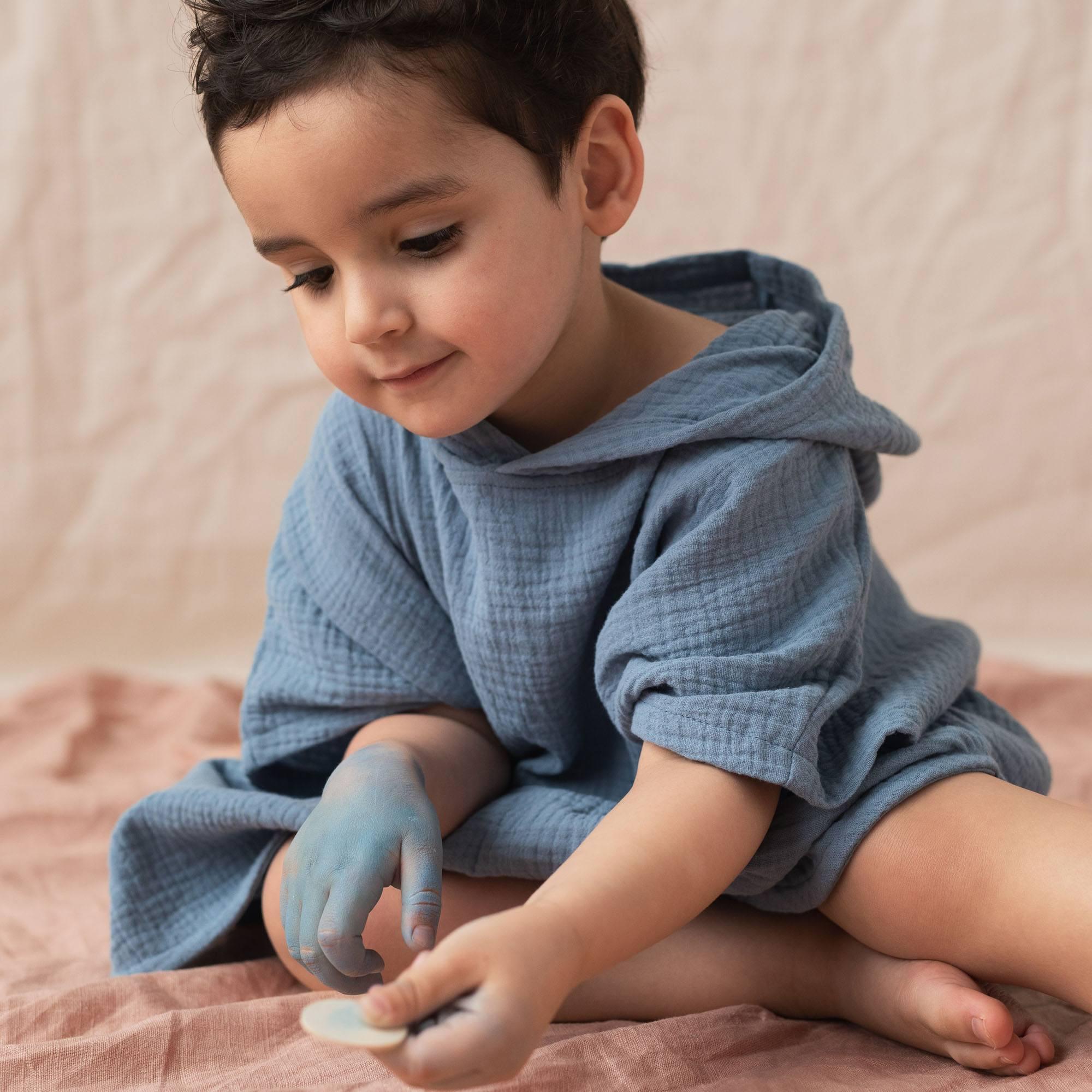 Sky blue muslin poncho