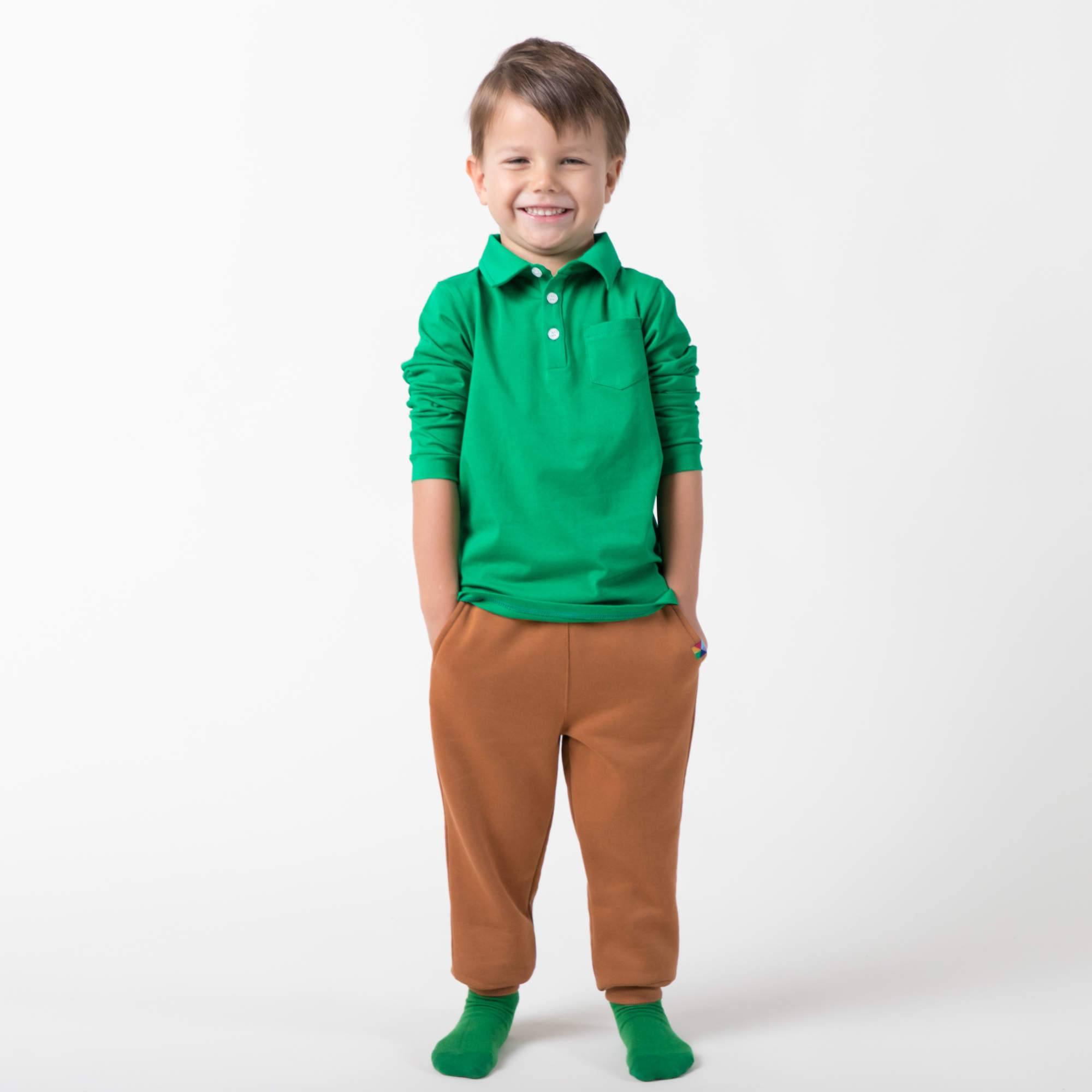 Green long sleeve polo shirt