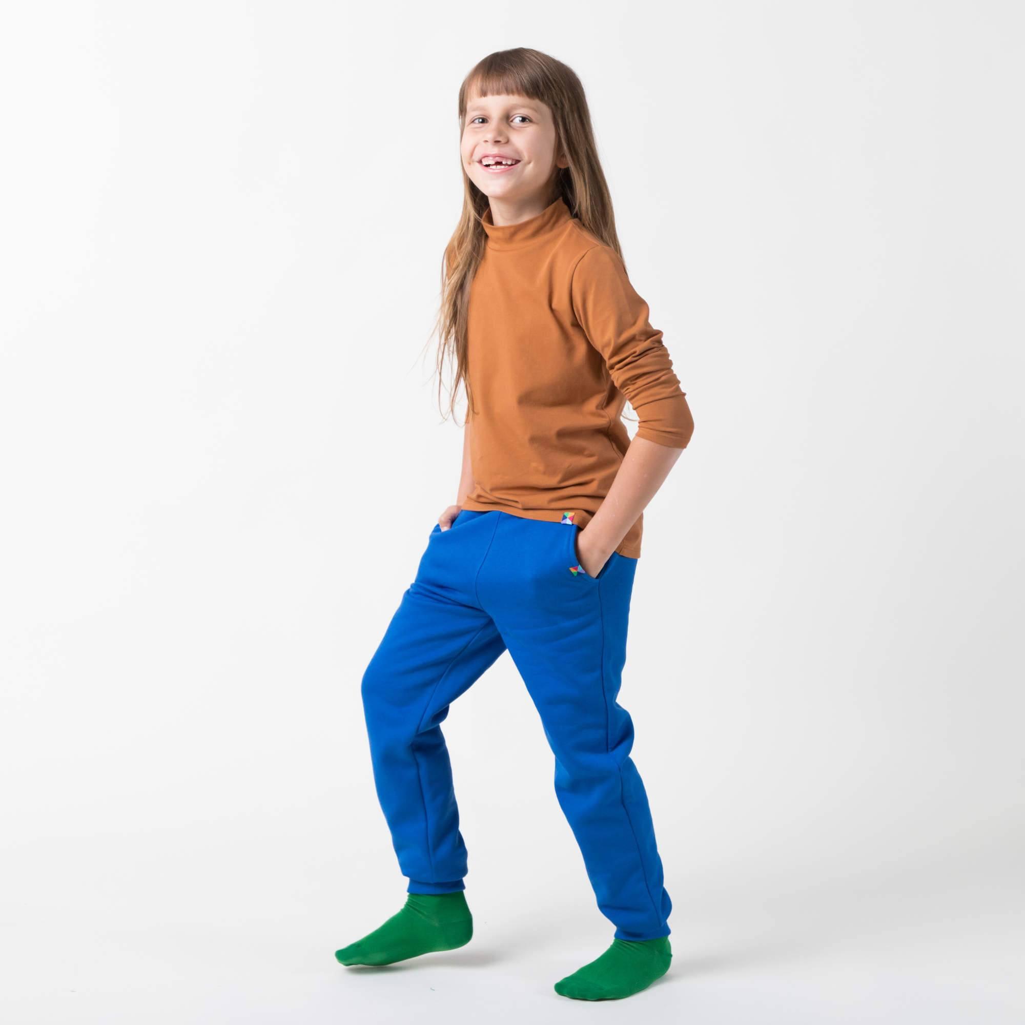 Blue fleece-lined joggers kids