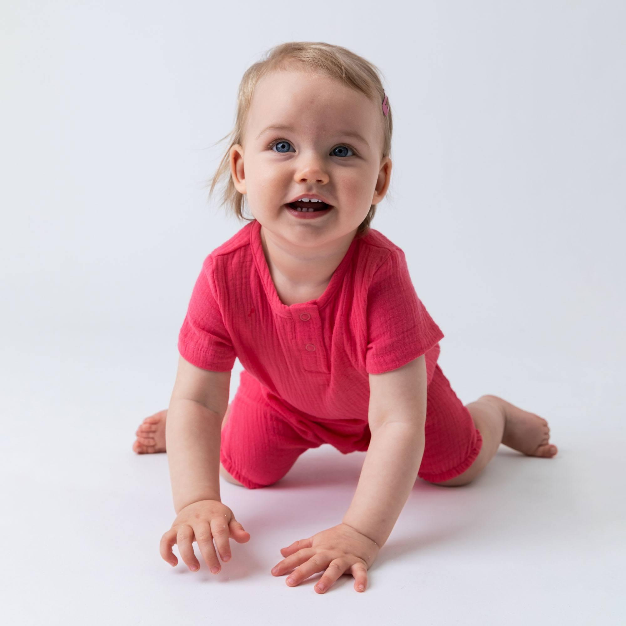 Coral muslin romper Baby