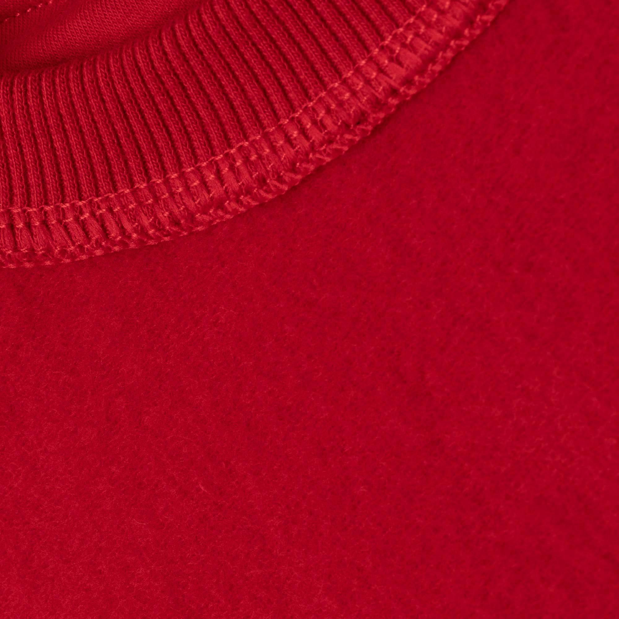 Red fleece-lined sweatshirt