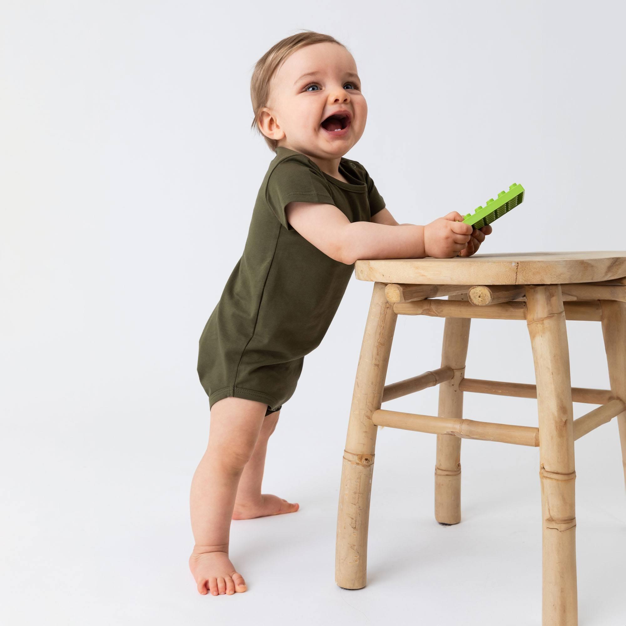 Khaki short sleeve bodysuit