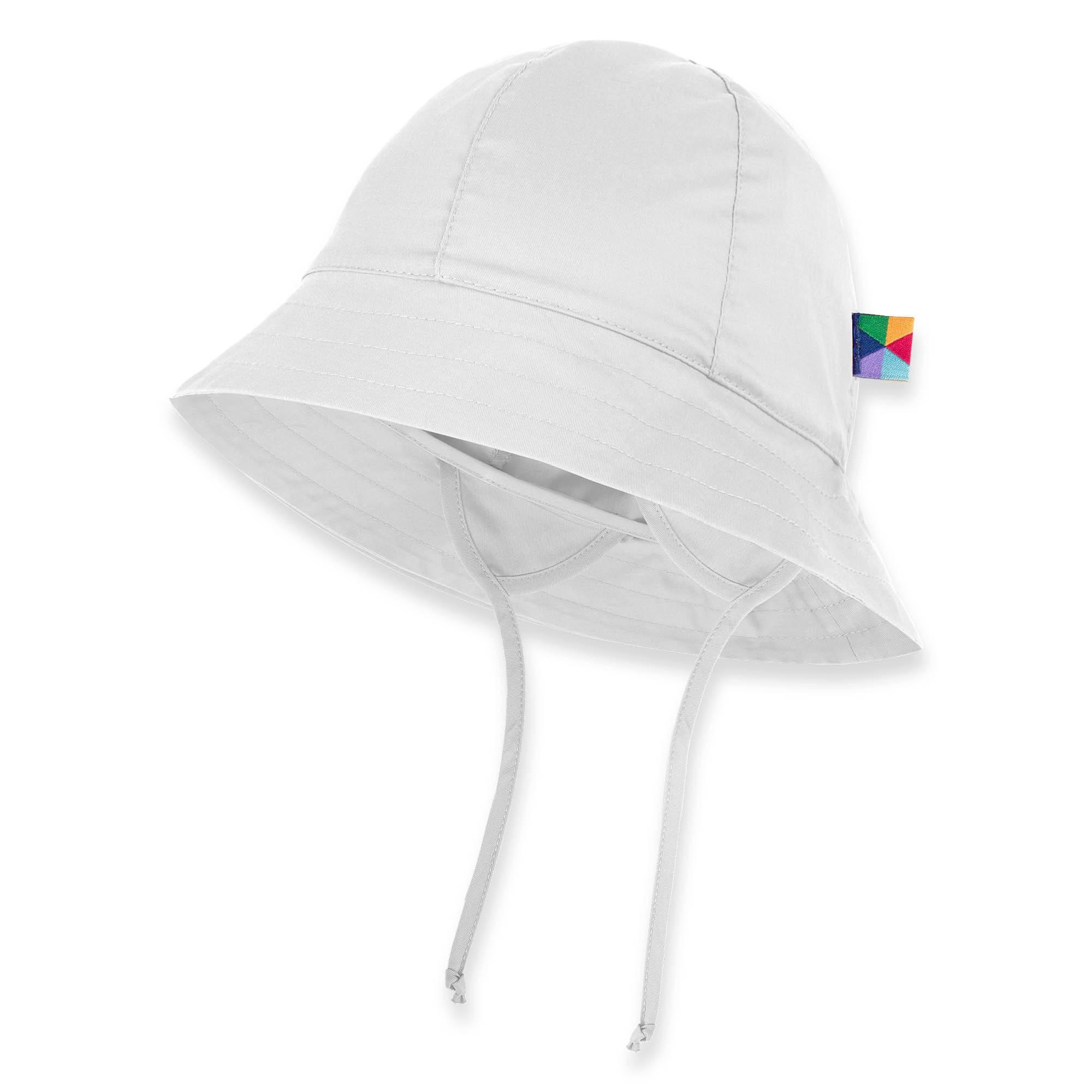 White hat with drawstrings