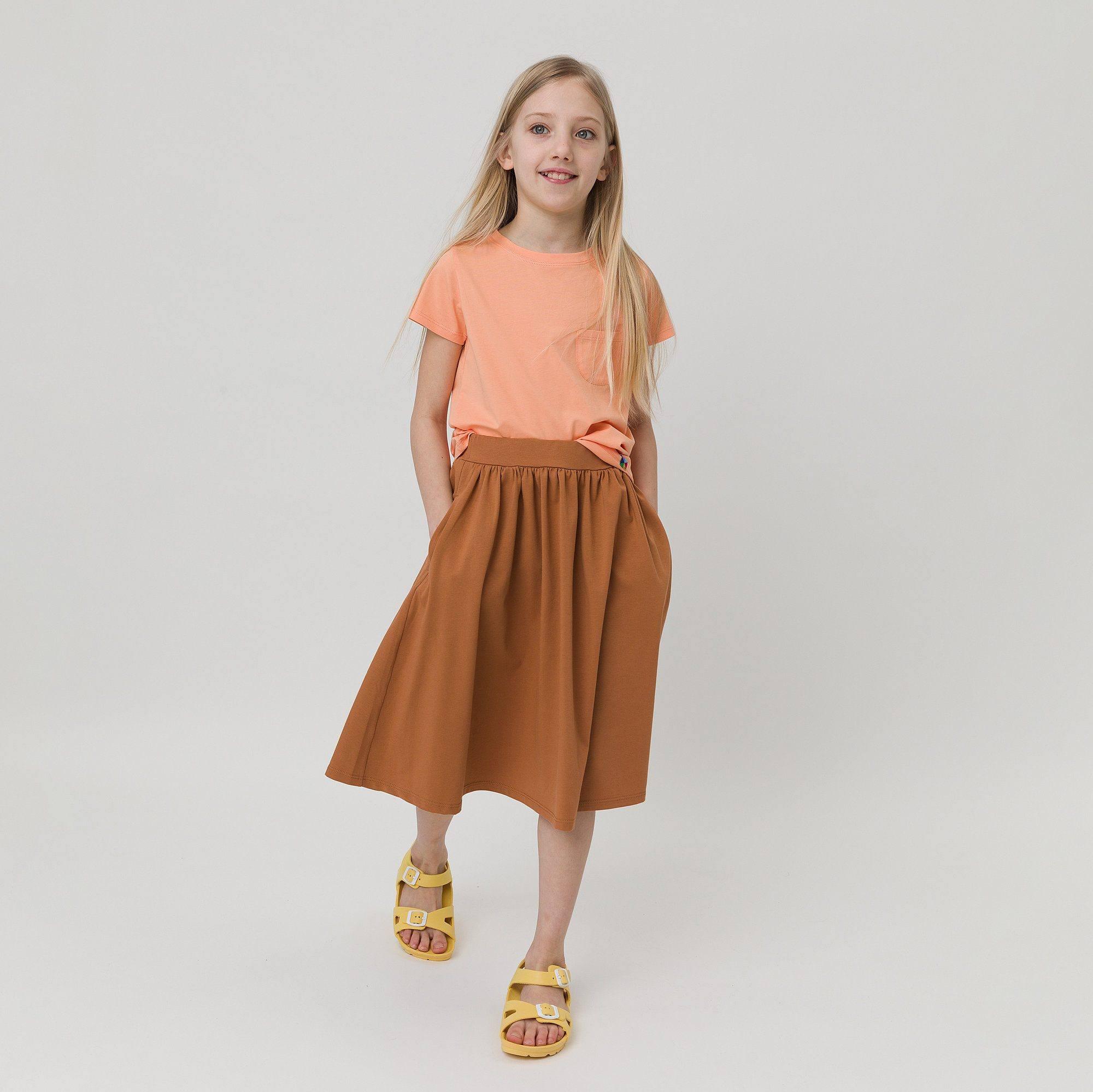 Caramel midi skirt with pockets