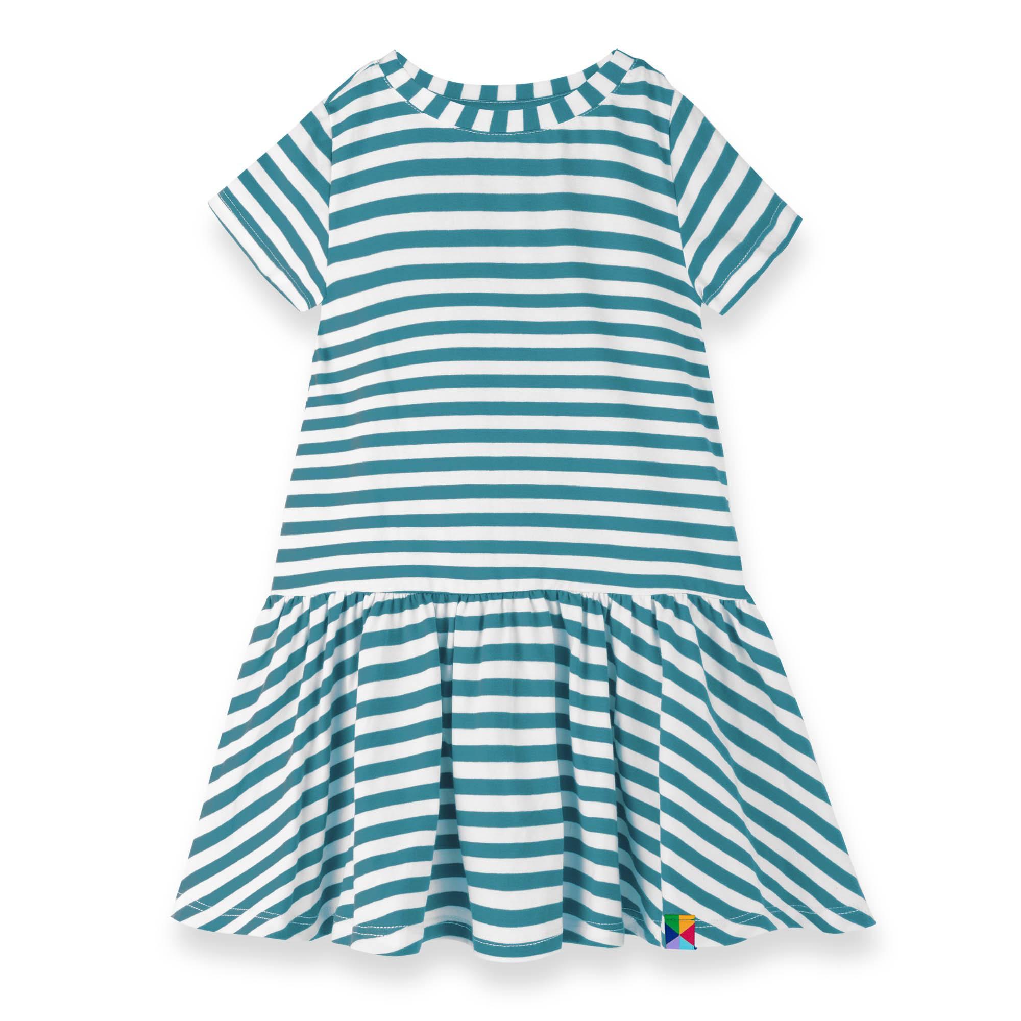 Turquoise stripes frill dress