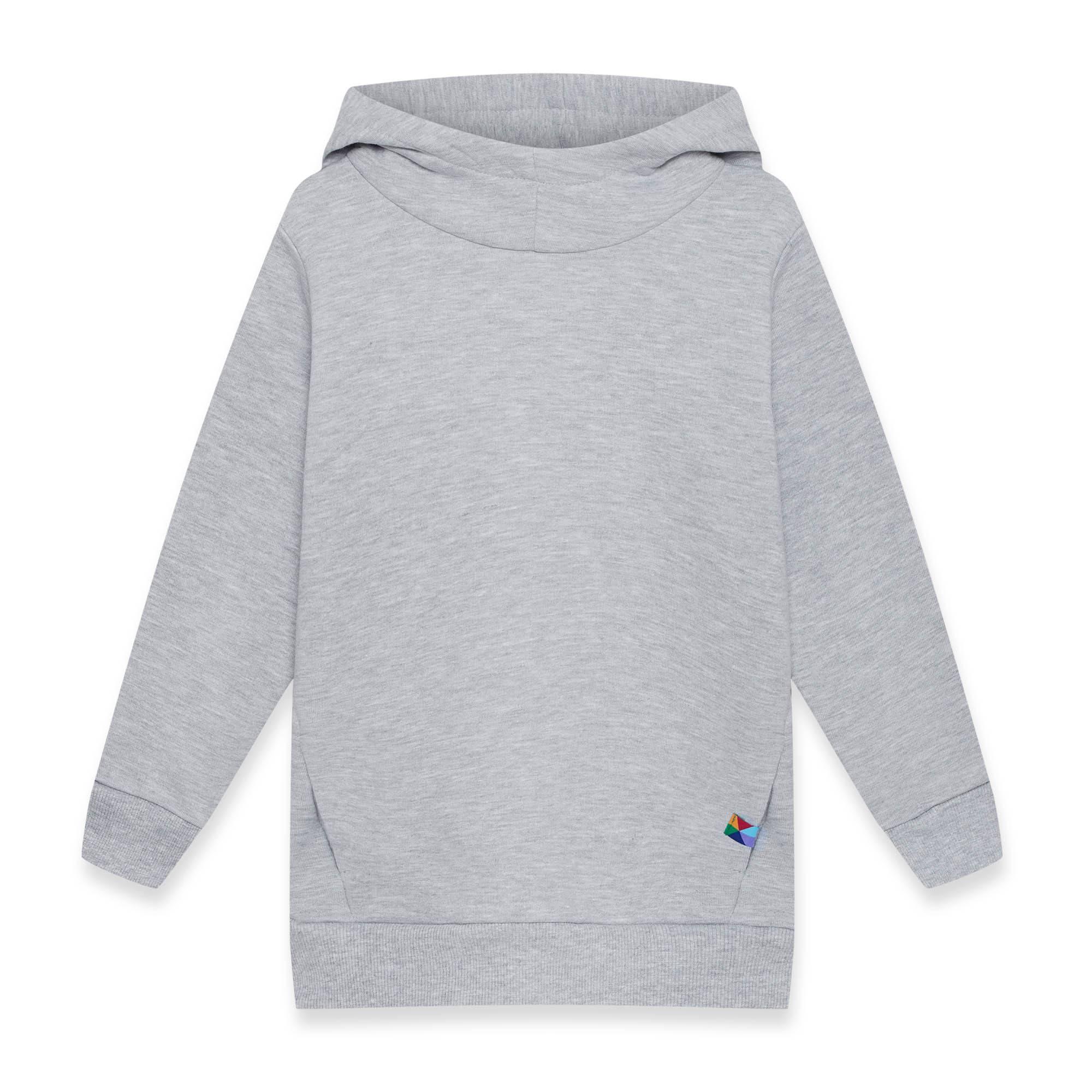 Grey melange fleece-lined pullover hoodie