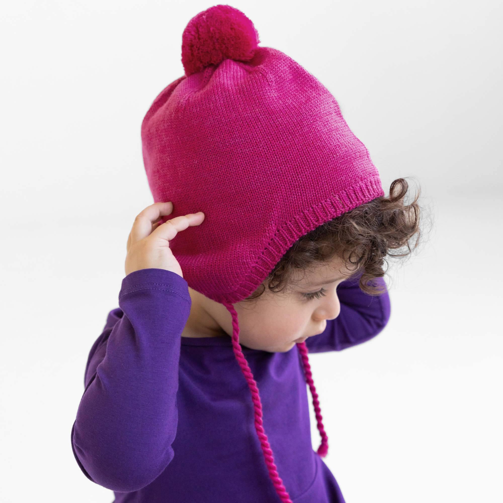 Pink merino wool hat Baby