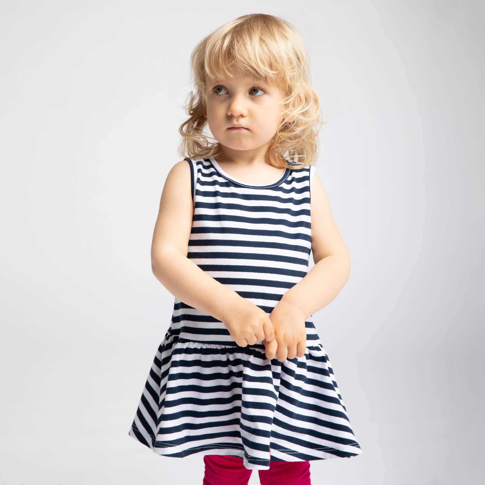 Navy blue stripes sleeveless dress