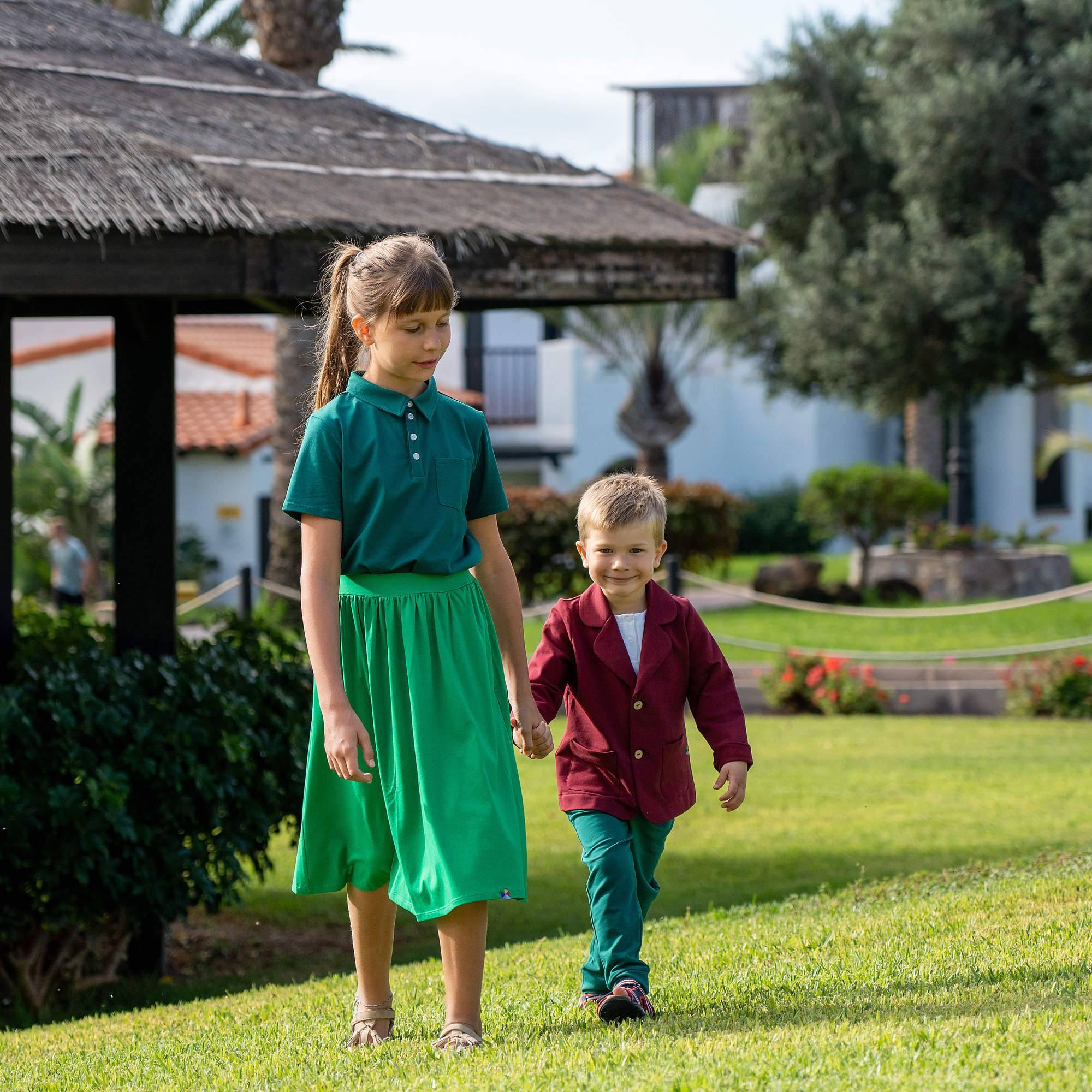 Green midi skirt with pockets Junior